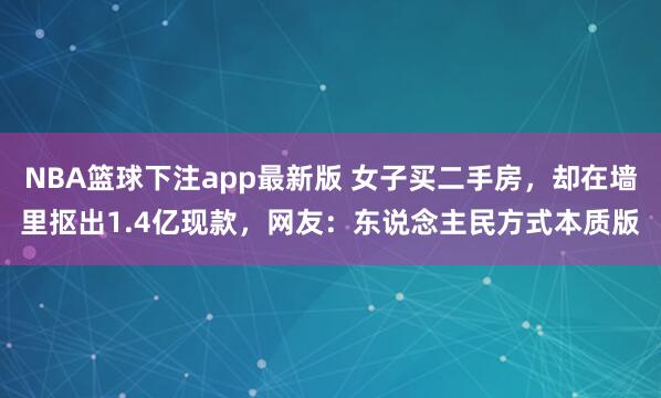 NBA篮球下注app最新版 女子买二手房，却在墙里抠出1.4亿现款，网友：东说念主民方式本质版