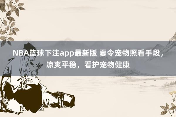 NBA篮球下注app最新版 夏令宠物照看手段，凉爽平稳，看护宠物健康