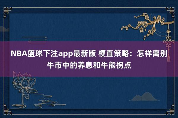 NBA篮球下注app最新版 梗直策略：怎样离别牛市中的养息和牛熊拐点