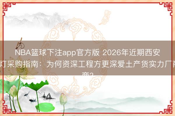 NBA篮球下注app官方版 2026年近期西安街灯采购指南：为何资深工程方更深爱土产货实力厂商？